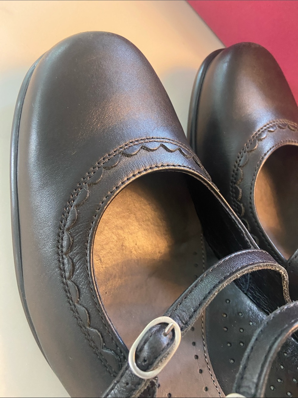 Dansko Black Leather Double-Strap Mary Jane Heels - Picture 15 of 16